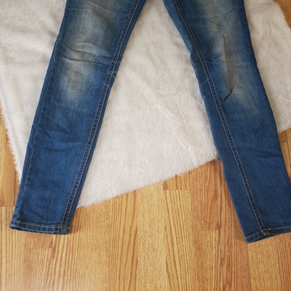 TWENTYONE BLACK STRETCH DISTRESSED EMBELLISHED SKINNY JEANS - Picture 4 of 8